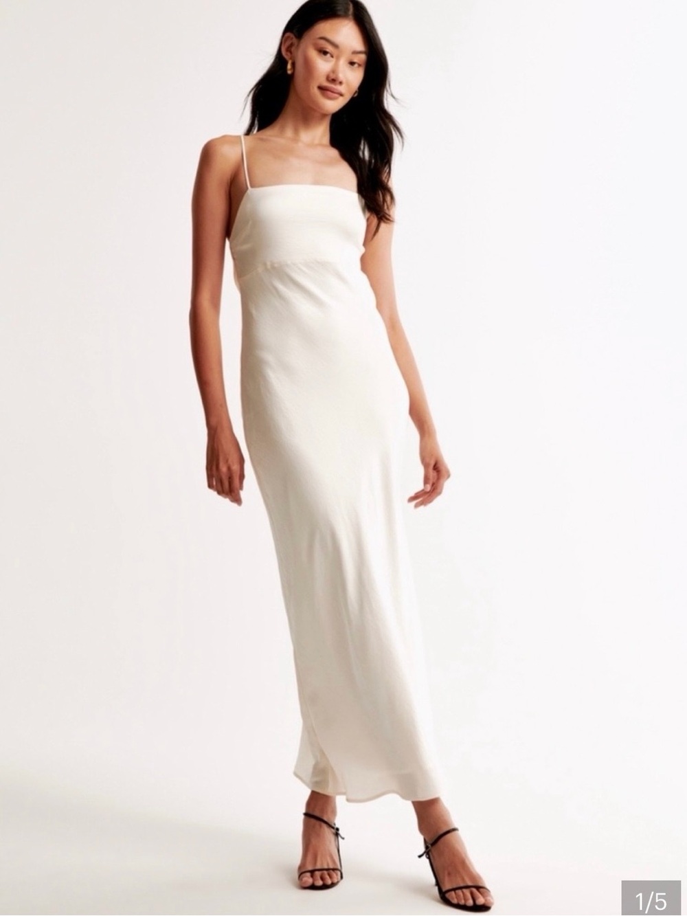Abercrombie & Fitch Cream Satin Slip Dress- A&F Julia Slip Cowl Back Dress
